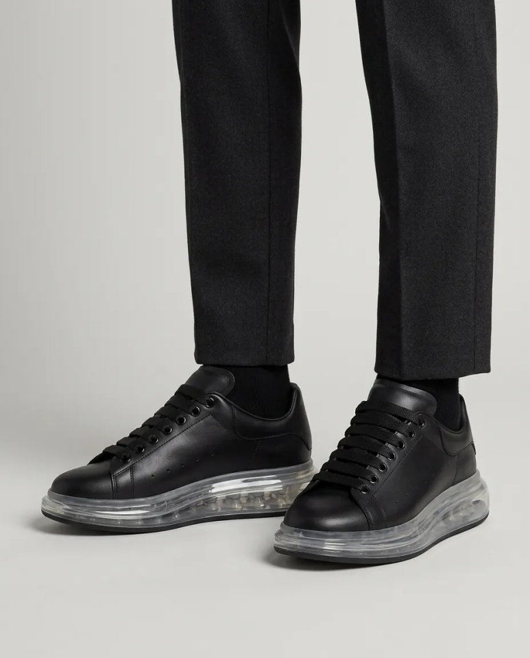Sareva Noir: Balon Taban Hakiki Deri Erkek Sneaker