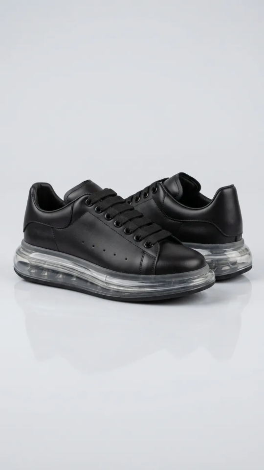 Sareva Noir: Balon Taban Hakiki Deri Erkek Sneaker