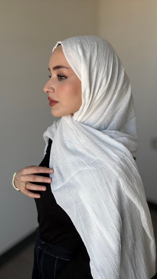 Sareva Beyaz Bambu Kraş Şal