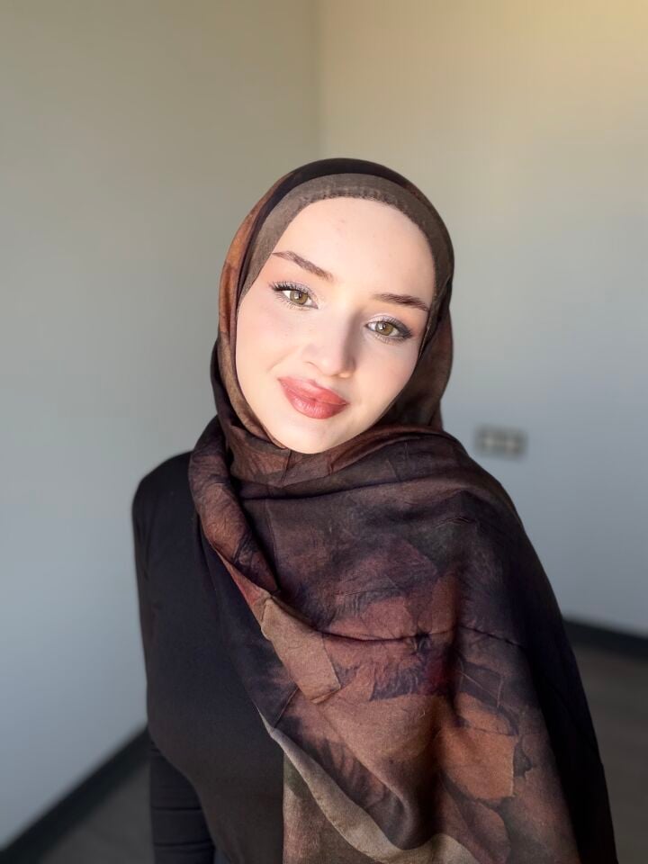 Sareva Kahve Toprak Desenli Rami Şal