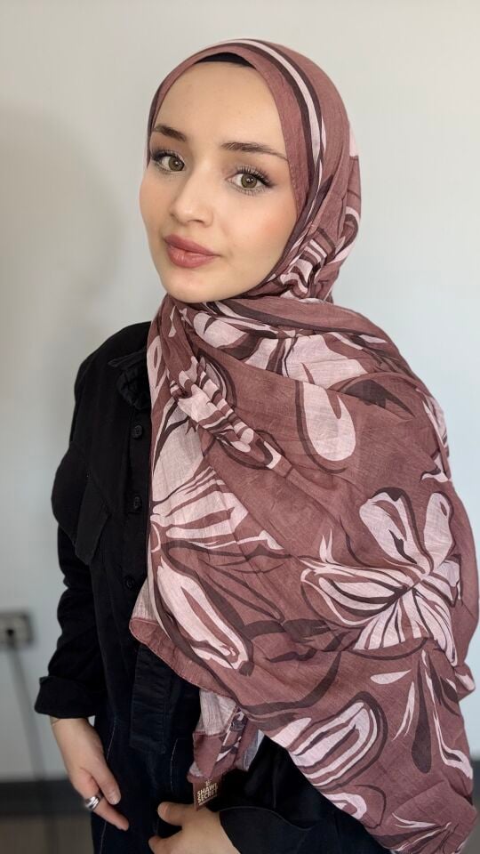 Sareva Gülkurusu Pudra Desenli Bambu Şal