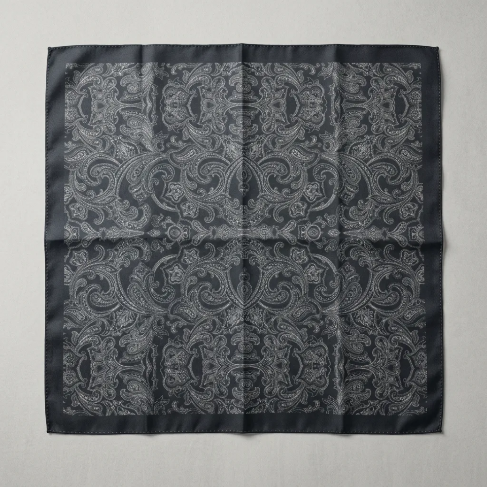 Sareva Siyah Gri Barok Desenli Fular