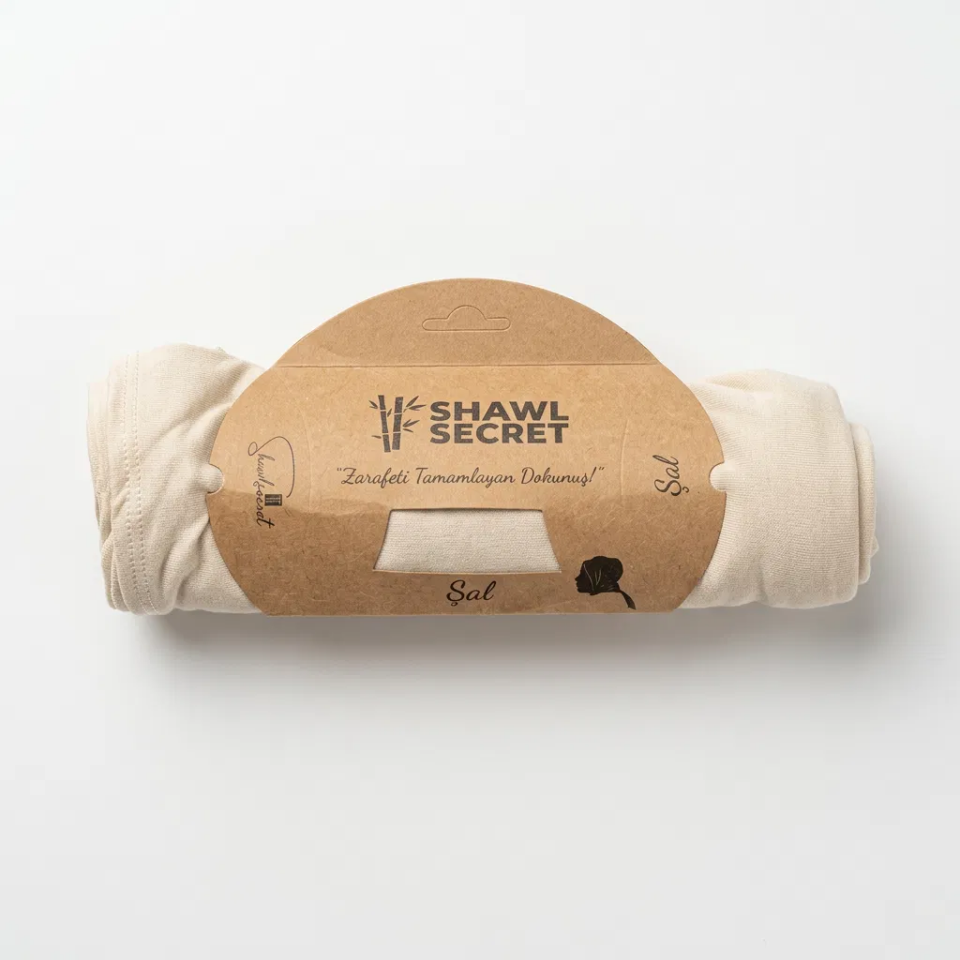 Sareva Shawl Secret Bej Penye Şal