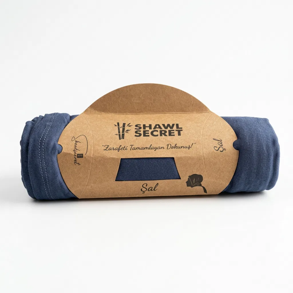 Sareva Shawl Secret İndigo Mavi Penye Şal